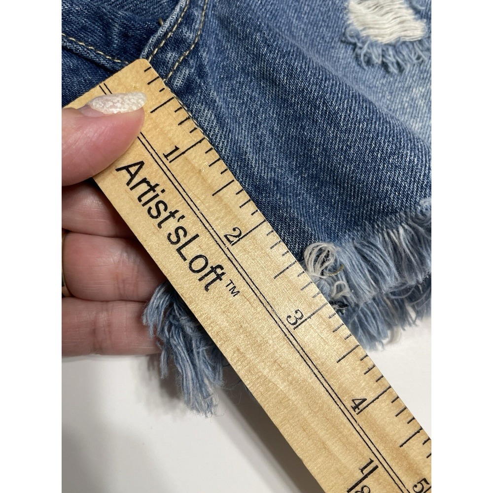 KanCan Women's Medium High Rise Distressed‎ Denim Shorts Blue KC5197D New Tags - Picture 6 of 8